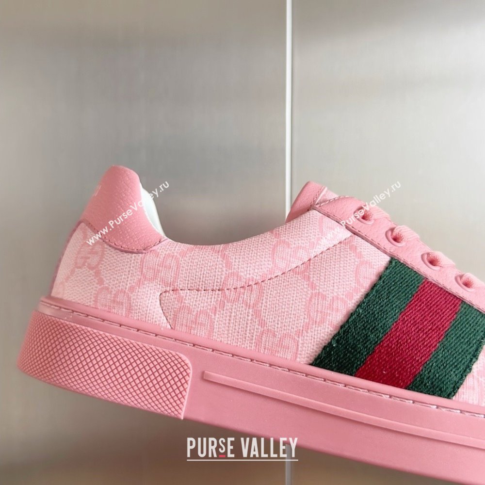 Gucci Pink GG Crystal canvas Ace Sneakers with web 760774 2024 (guoran-240226-01)