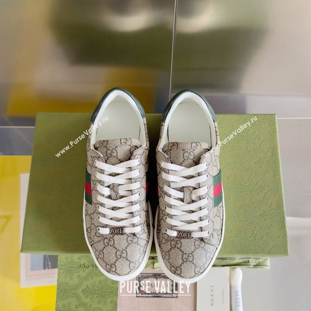 Gucci Beige and ebony GG Supreme Ace Sneakers with web 760774 2024 (guoran-240226-02)