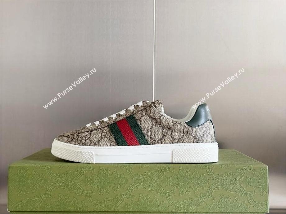 Gucci Beige and ebony GG Supreme Ace Sneakers with web 760774 2024 (guoran-240226-02)