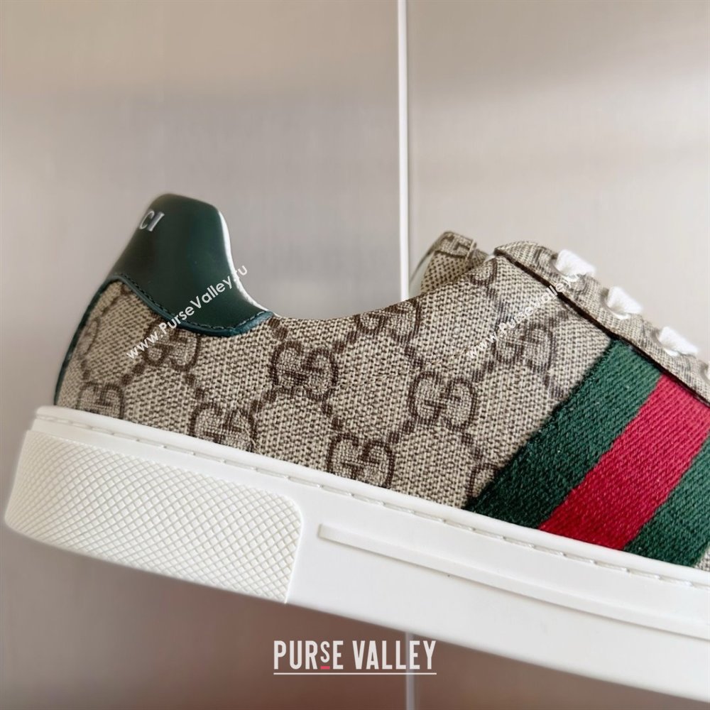 Gucci Beige and ebony GG Supreme Ace Sneakers with web 760774 2024 (guoran-240226-02)