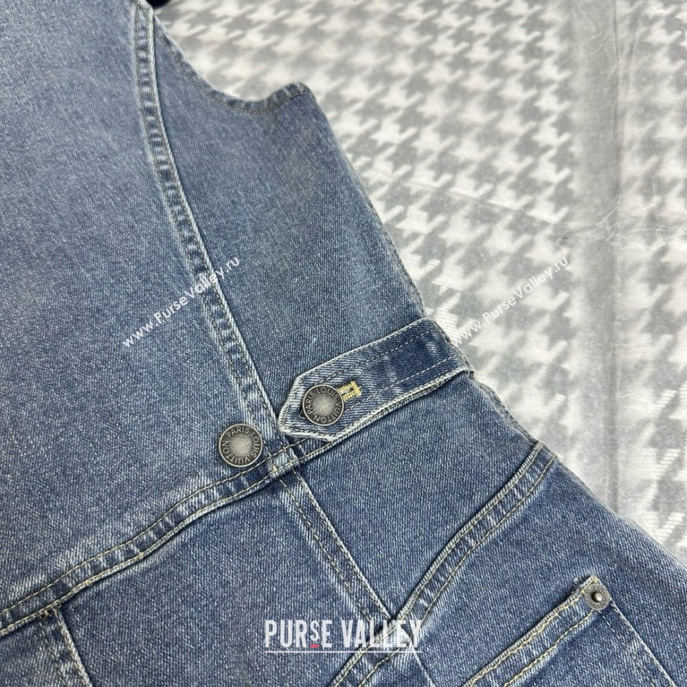 LOUIS VUITTON Velvet Accent Denim Dress 2024 (qiqi-240319-26)