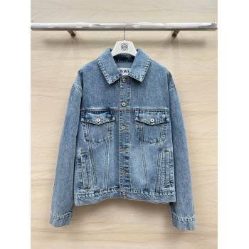 LOEWE Anagram jacket in denim Mid Blue 2024 (QIQI-240226-11)