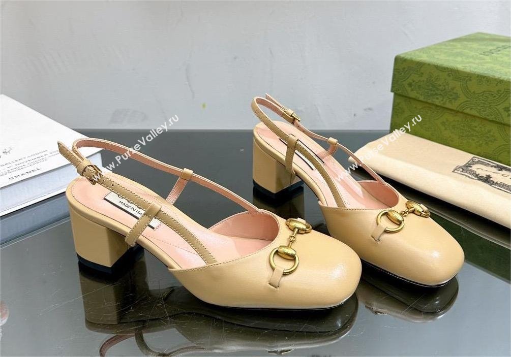Gucci Womens Horsebit slingback 771601 BEIGE 2024 (modeng-231228-02)