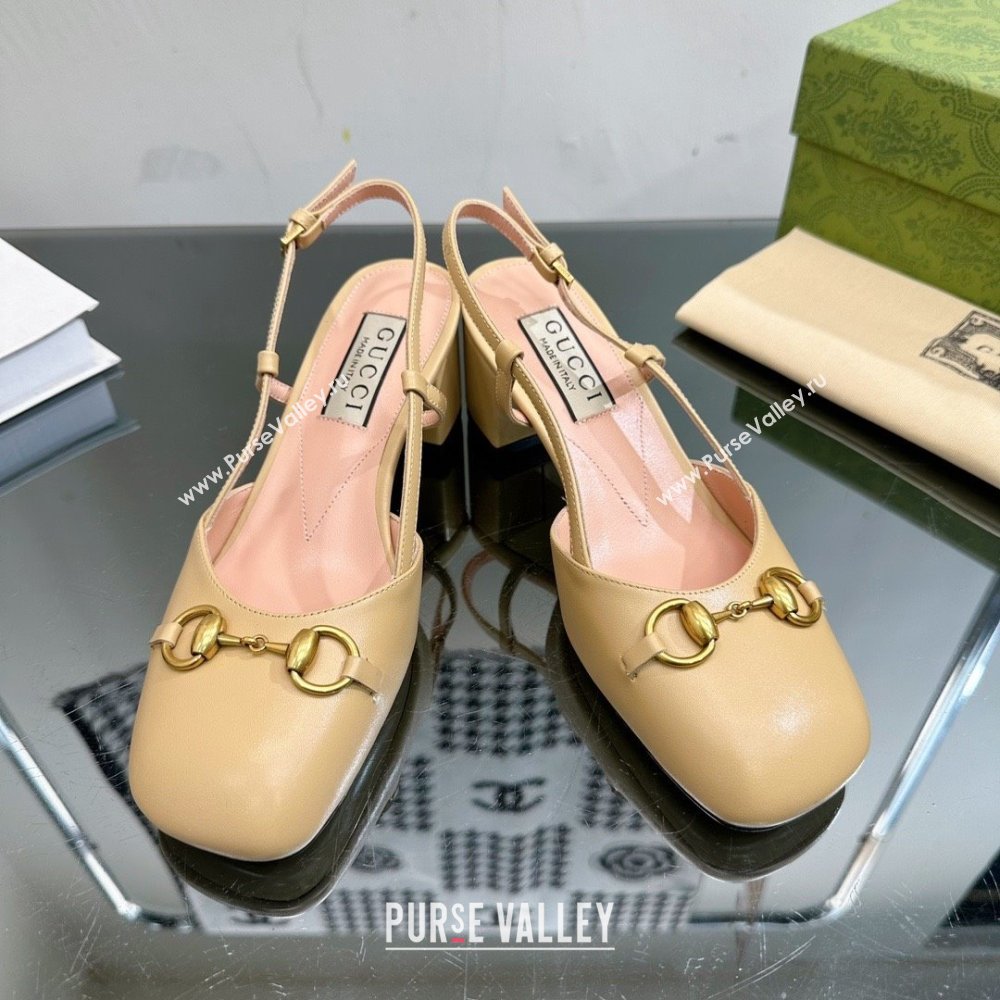 Gucci Womens Horsebit slingback 771601 BEIGE 2024 (modeng-231228-02)