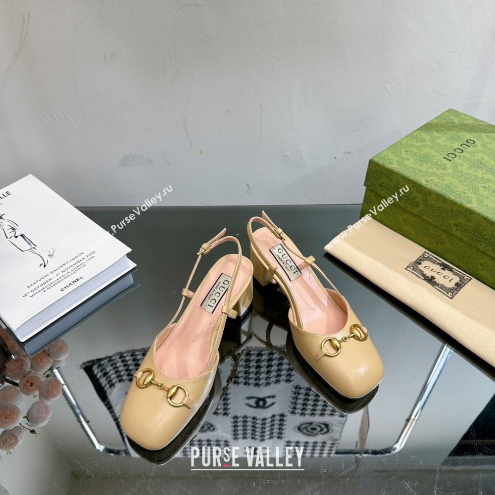 Gucci Womens Horsebit slingback 771601 BEIGE 2024 (modeng-231228-02)
