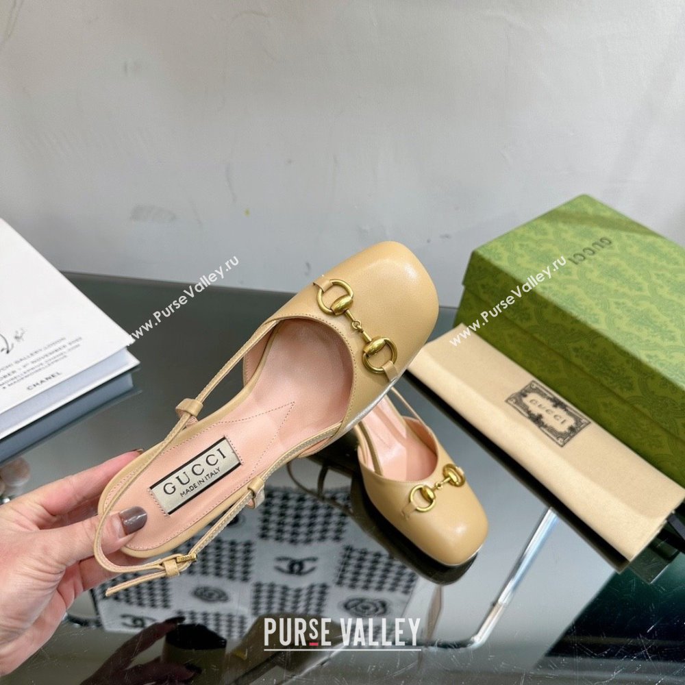 Gucci Womens Horsebit slingback 771601 BEIGE 2024 (modeng-231228-02)