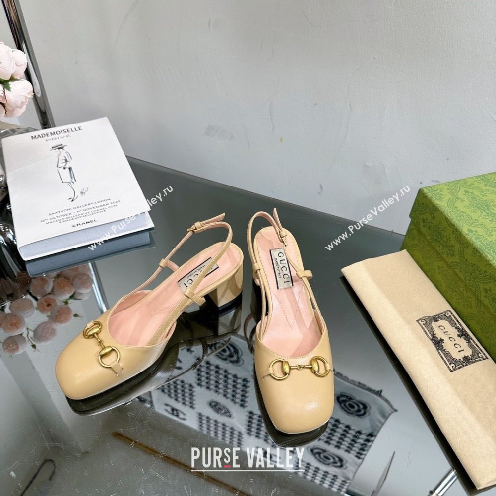 Gucci Womens Horsebit slingback 771601 BEIGE 2024 (modeng-231228-02)