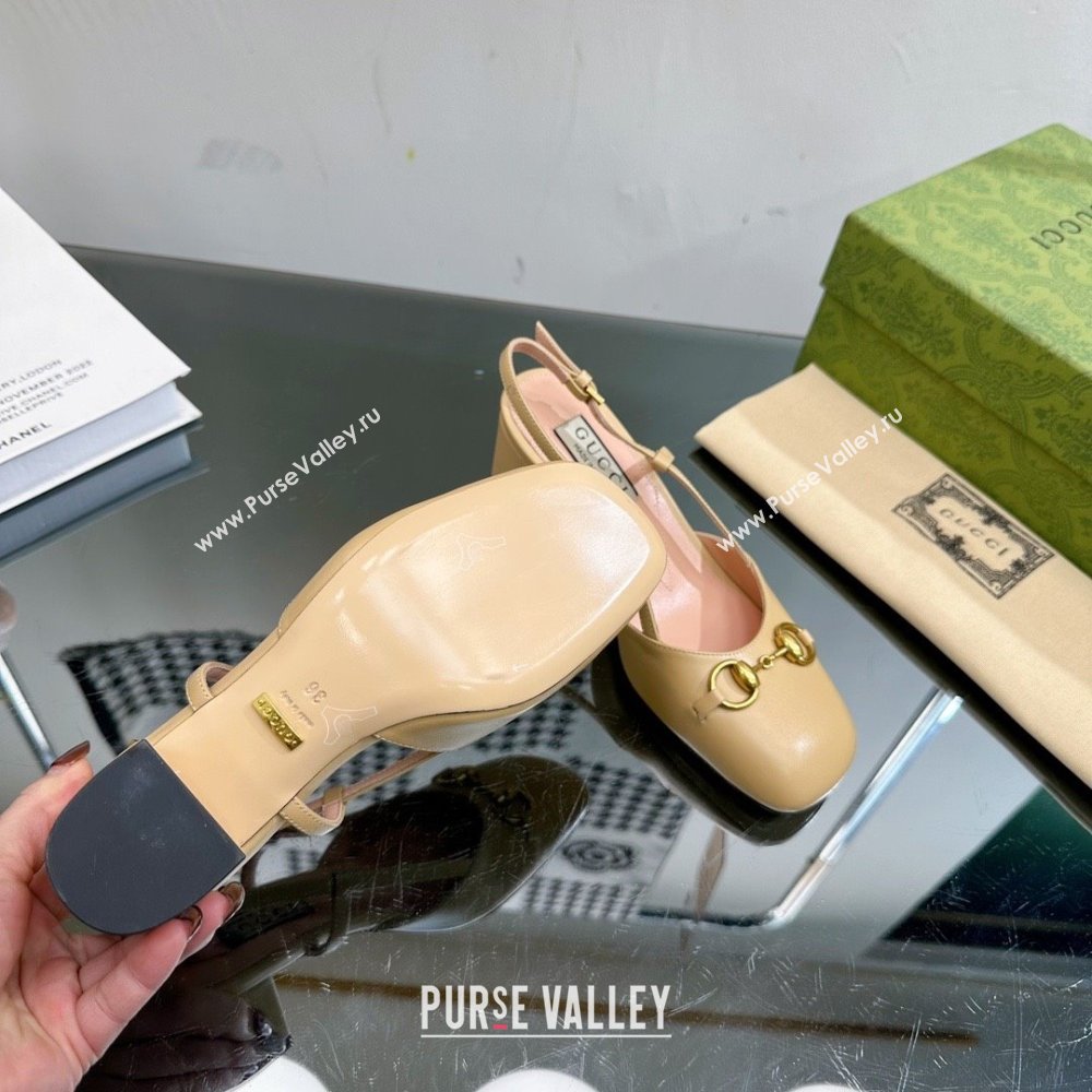 Gucci Womens Horsebit slingback 771601 BEIGE 2024 (modeng-231228-02)