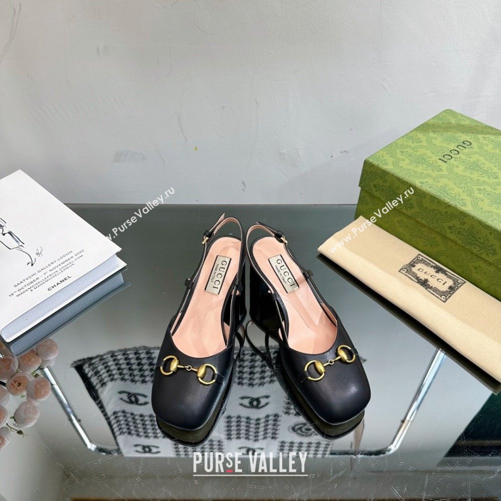 Gucci Womens Horsebit slingback 771601 black 2024 (modeng-231228-05)