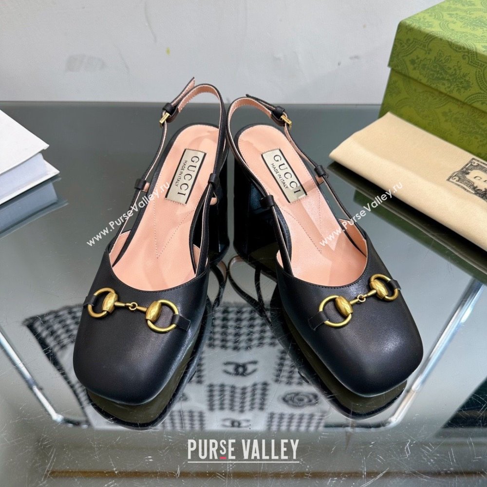 Gucci Womens Horsebit slingback 771601 black 2024 (modeng-231228-05)