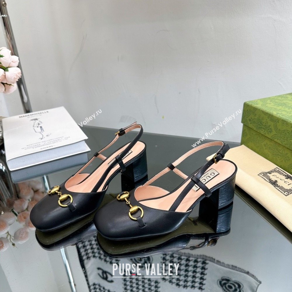 Gucci Womens Horsebit slingback 771601 black 2024 (modeng-231228-05)