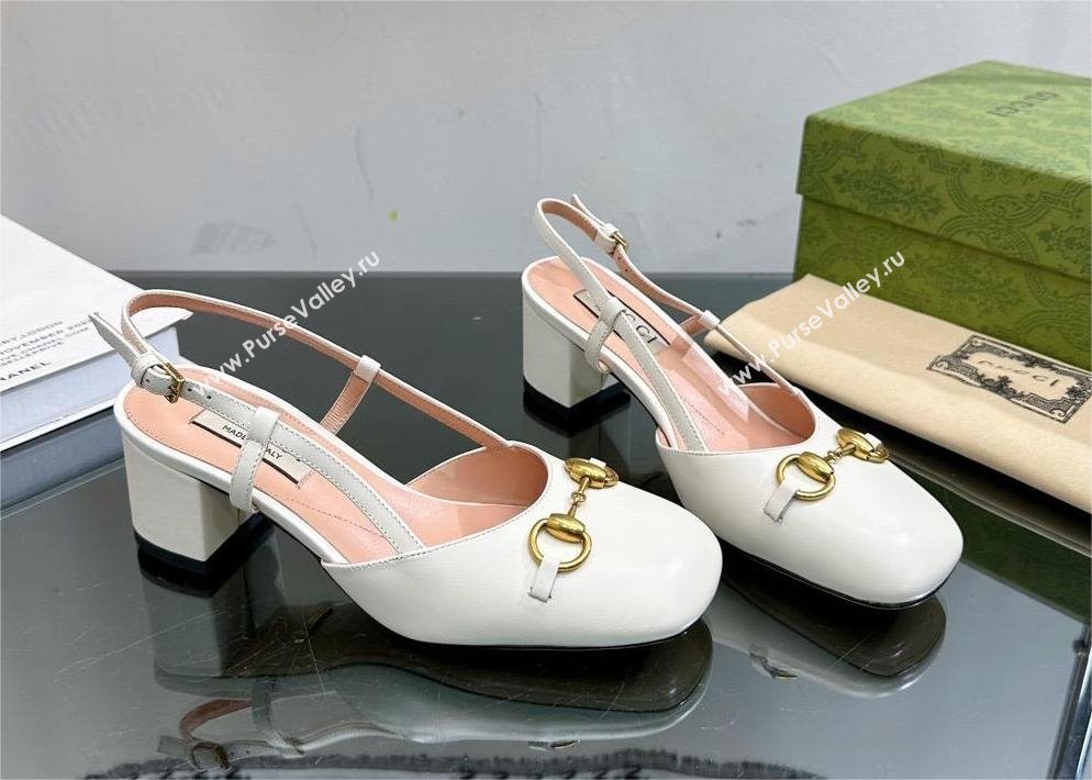 Gucci Womens Horsebit slingback 771601 white 2024 (modeng-231228-06)