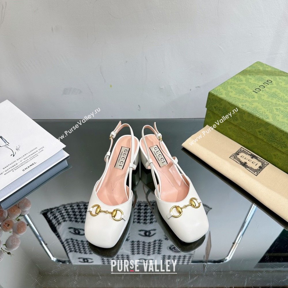Gucci Womens Horsebit slingback 771601 white 2024 (modeng-231228-06)