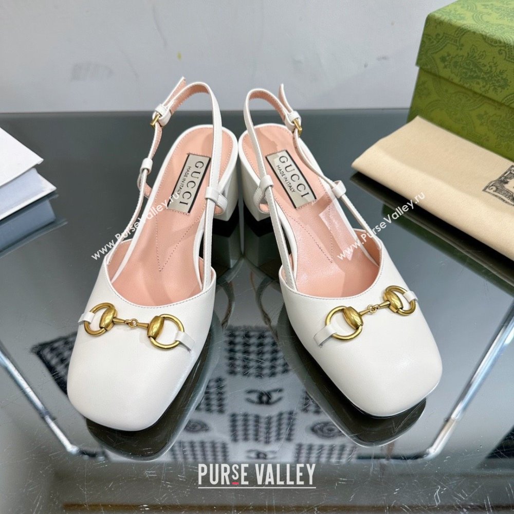 Gucci Womens Horsebit slingback 771601 white 2024 (modeng-231228-06)