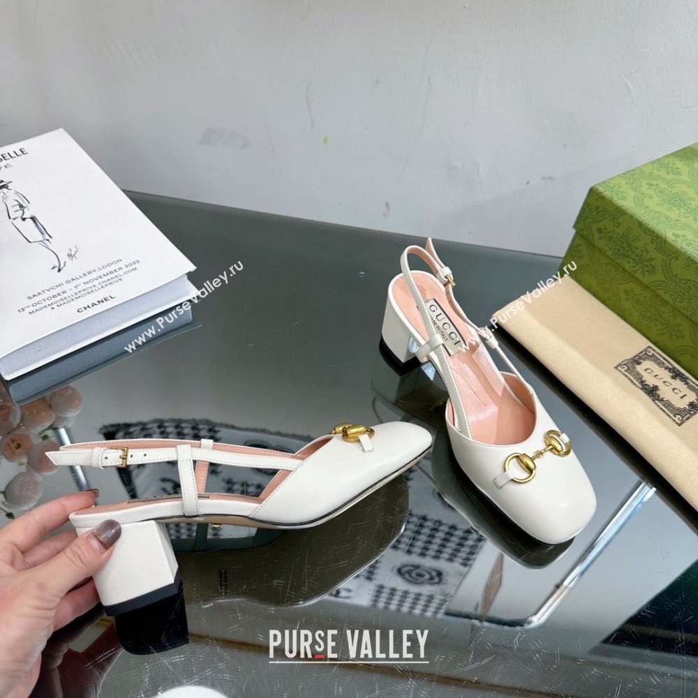 Gucci Womens Horsebit slingback 771601 white 2024 (modeng-231228-06)