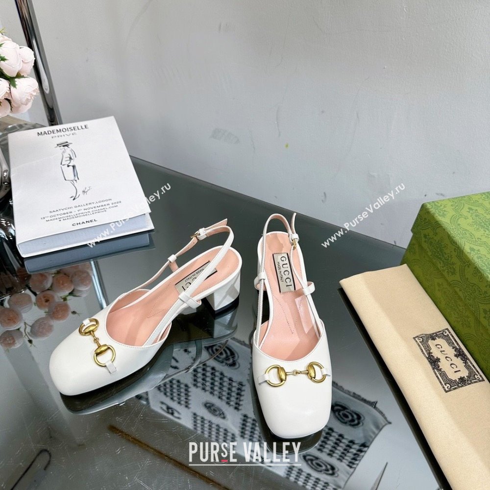 Gucci Womens Horsebit slingback 771601 white 2024 (modeng-231228-06)