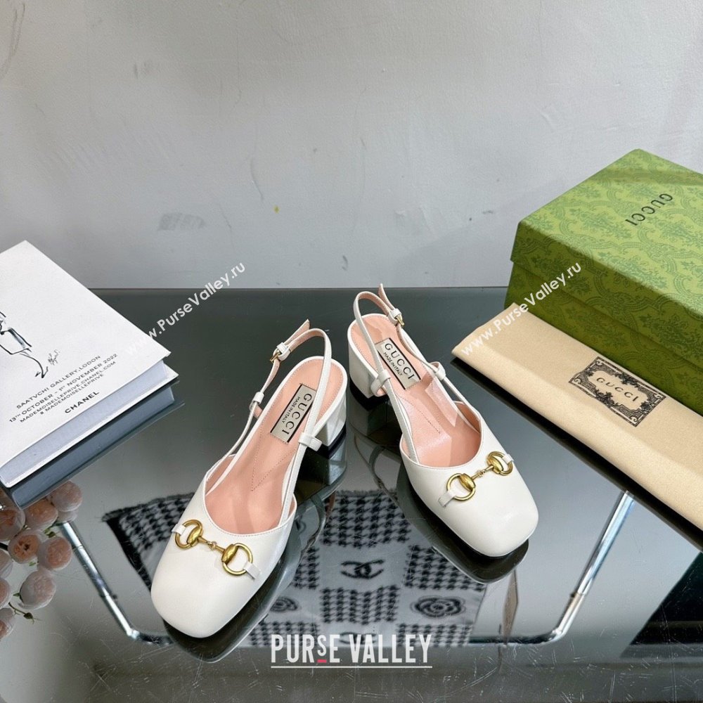 Gucci Womens Horsebit slingback 771601 white 2024 (modeng-231228-06)