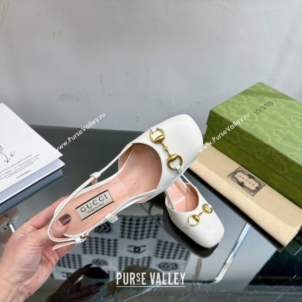 Gucci Womens Horsebit slingback 771601 white 2024 (modeng-231228-06)