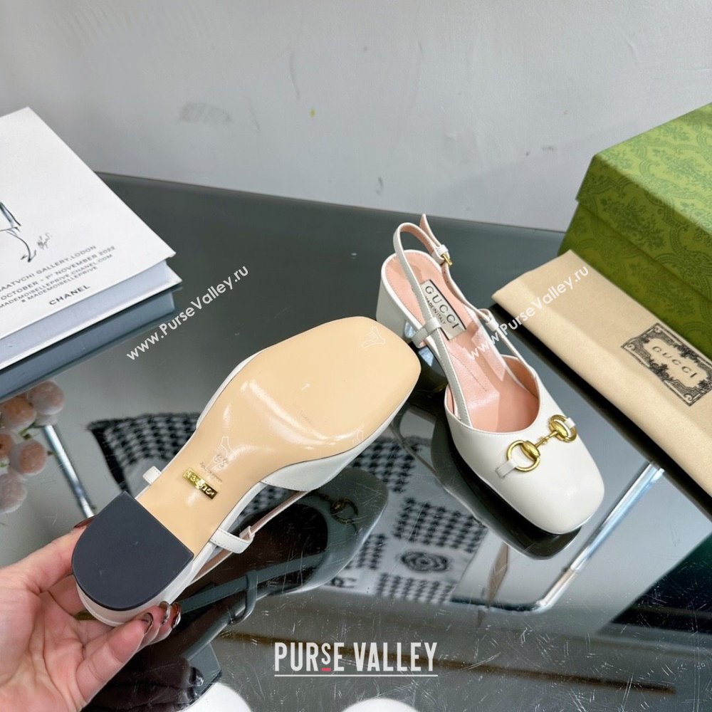 Gucci Womens Horsebit slingback 771601 white 2024 (modeng-231228-06)