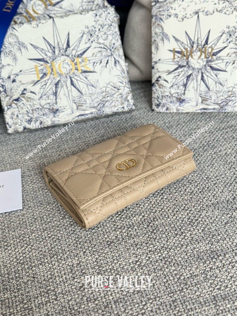 Dior Caro Glycine Wallet in Beige Supple Cannage Calfskin 2024 (xxg-240402-11)