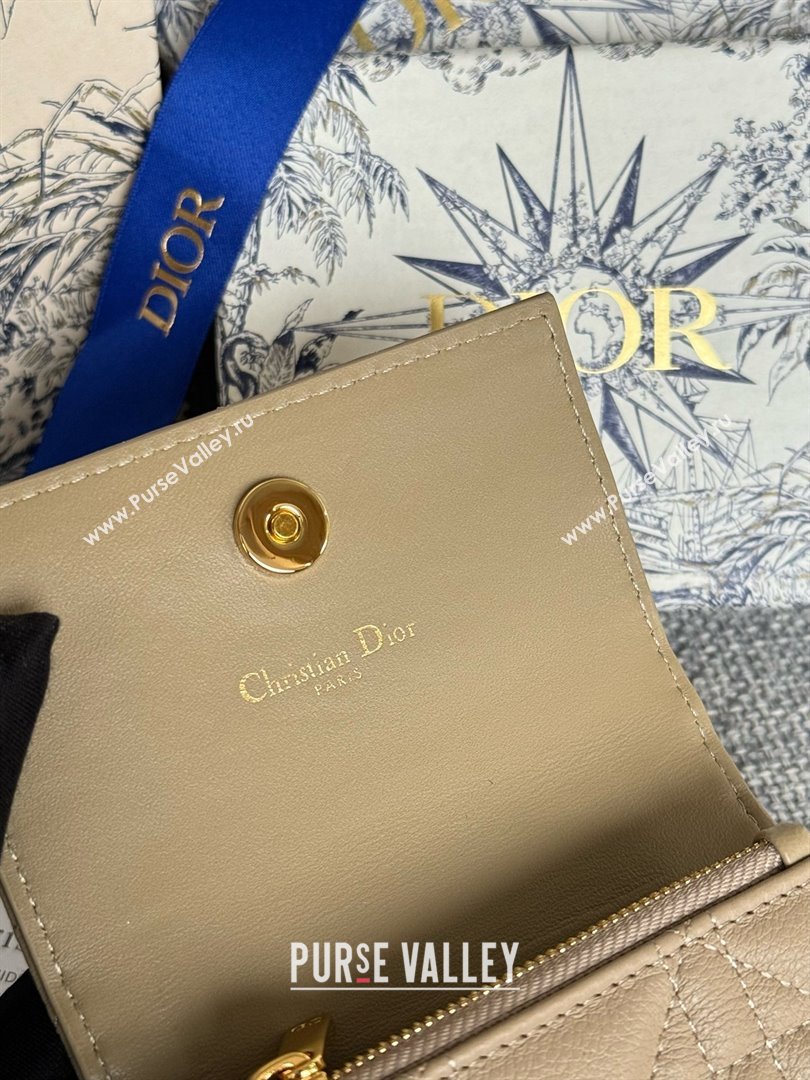 Dior Caro Glycine Wallet in Beige Supple Cannage Calfskin 2024 (xxg-240402-11)