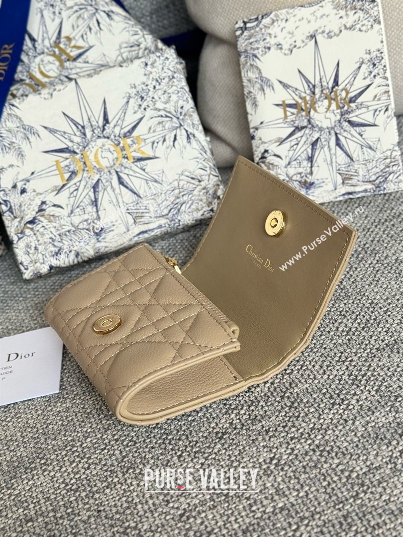 Dior Caro Glycine Wallet in Beige Supple Cannage Calfskin 2024 (xxg-240402-11)