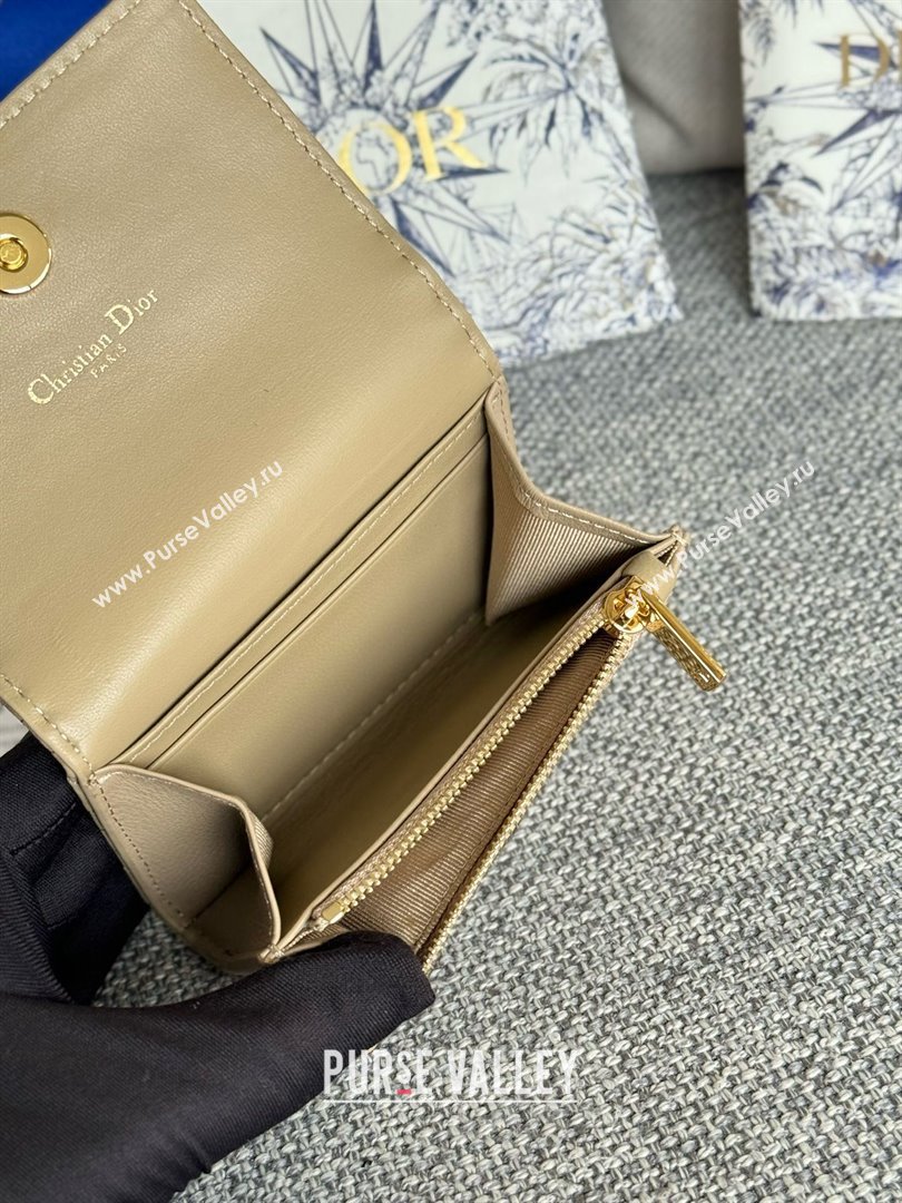 Dior Caro Glycine Wallet in Beige Supple Cannage Calfskin 2024 (xxg-240402-11)