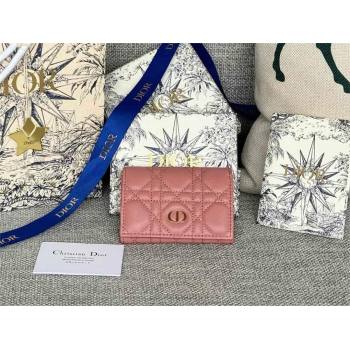 Dior Caro Glycine Wallet in Rose des Vents Supple Cannage Calfskin 2024 (xxg-240402-12)