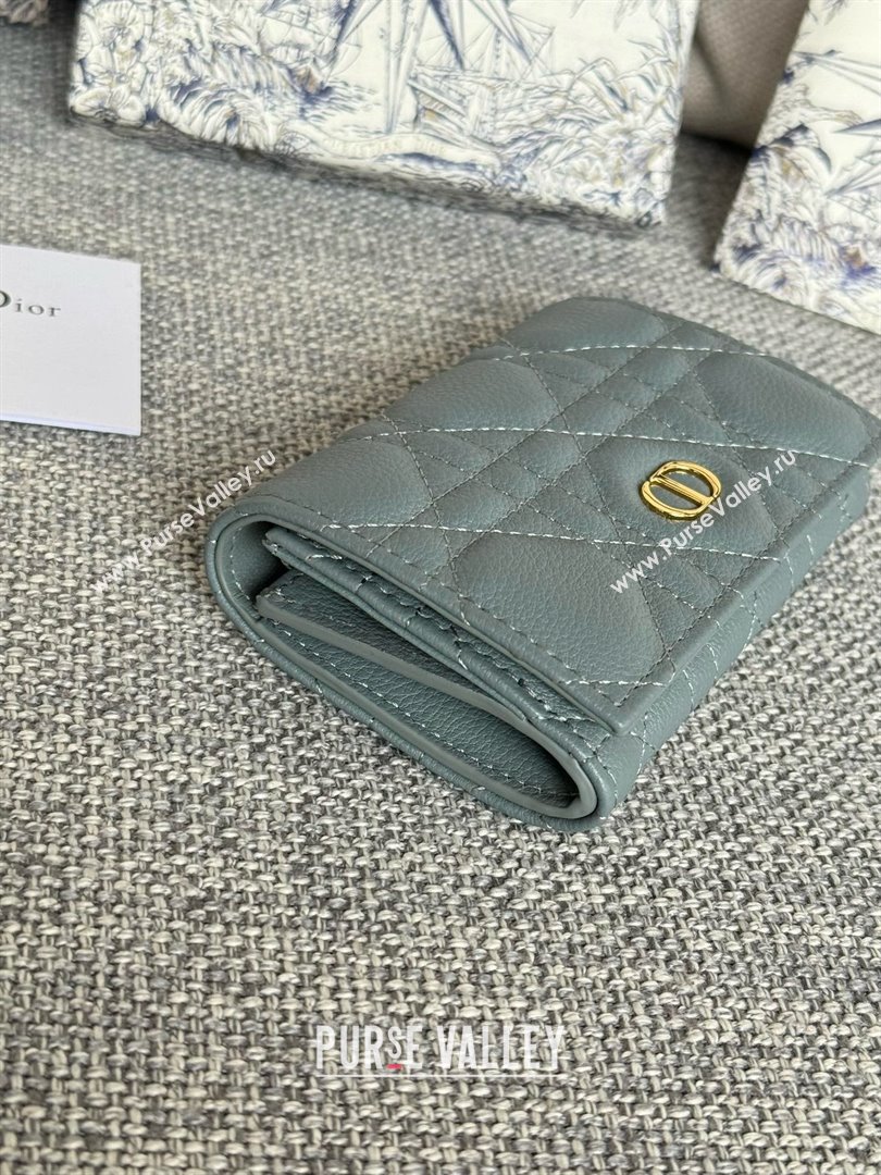 Dior Caro Glycine Wallet in Cloud Blue Supple Cannage Calfskin 2024 (xxg-240402-13)