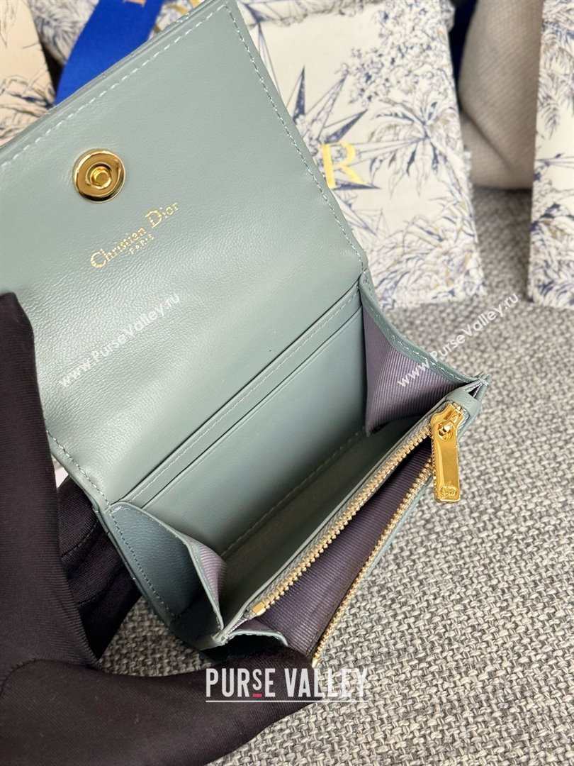 Dior Caro Glycine Wallet in Cloud Blue Supple Cannage Calfskin 2024 (xxg-240402-13)