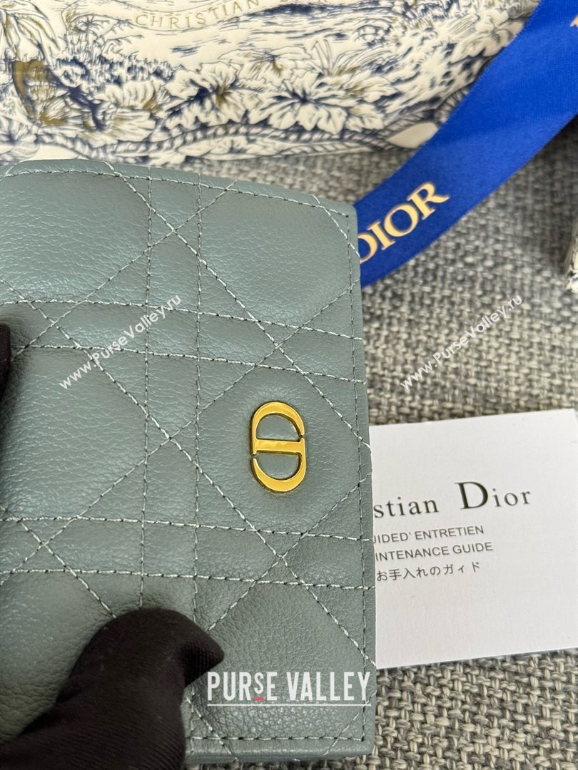 Dior Caro Glycine Wallet in Cloud Blue Supple Cannage Calfskin 2024 (xxg-240402-13)