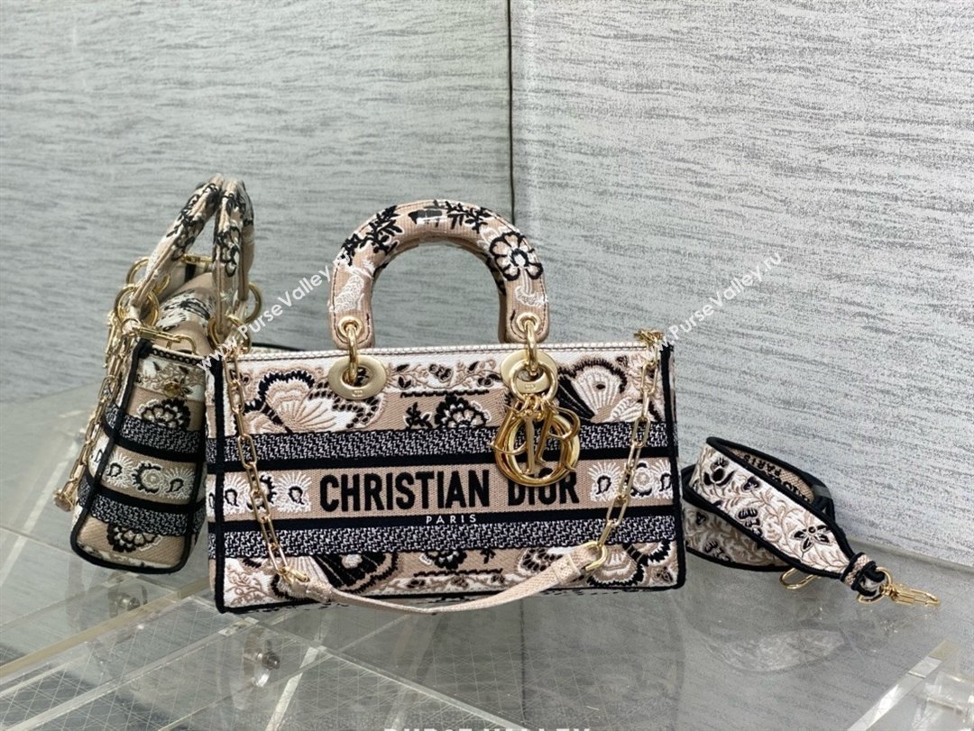 Dior Medium Lady D-Joy Bag in Beige Multicolor Butterfly Bandana Embroidery 2024 (xxg-240402-01)