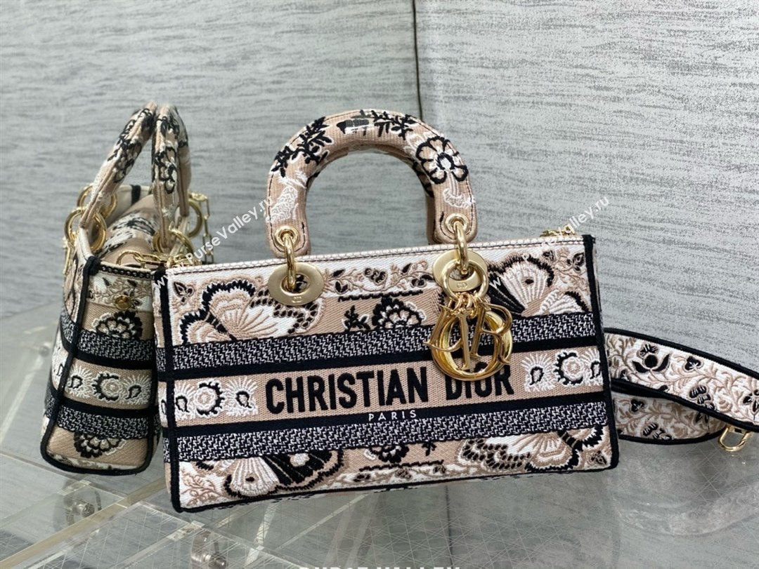 Dior Medium Lady D-Joy Bag in Beige Multicolor Butterfly Bandana Embroidery 2024 (xxg-240402-01)