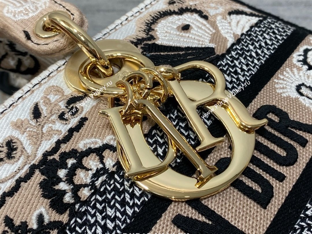 Dior Medium Lady D-Joy Bag in Beige Multicolor Butterfly Bandana Embroidery 2024 (xxg-240402-01)