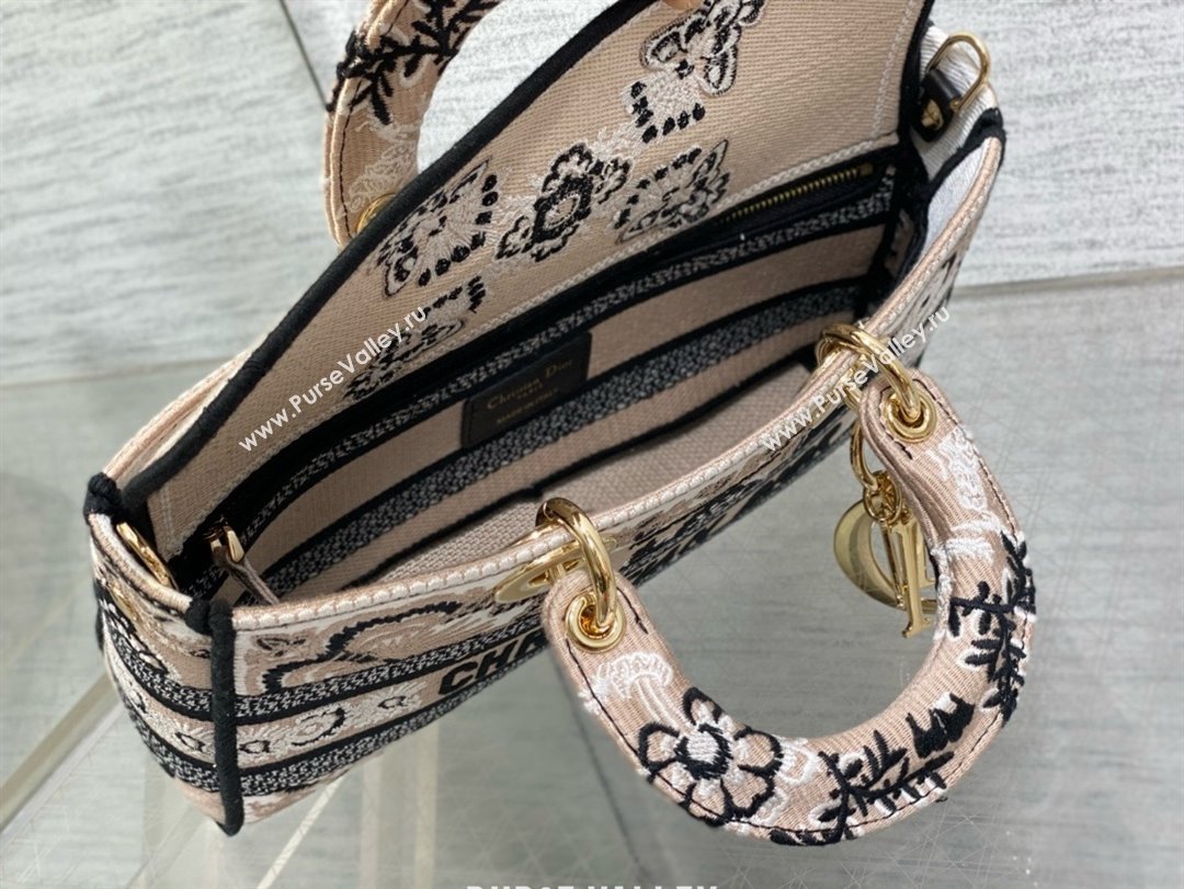 Dior Medium Lady D-Joy Bag in Beige Multicolor Butterfly Bandana Embroidery 2024 (xxg-240402-01)