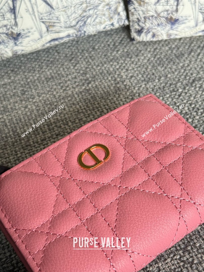 Dior Caro Glycine Wallet in pink Supple Cannage Calfskin 2024 (xxg-240402-06)