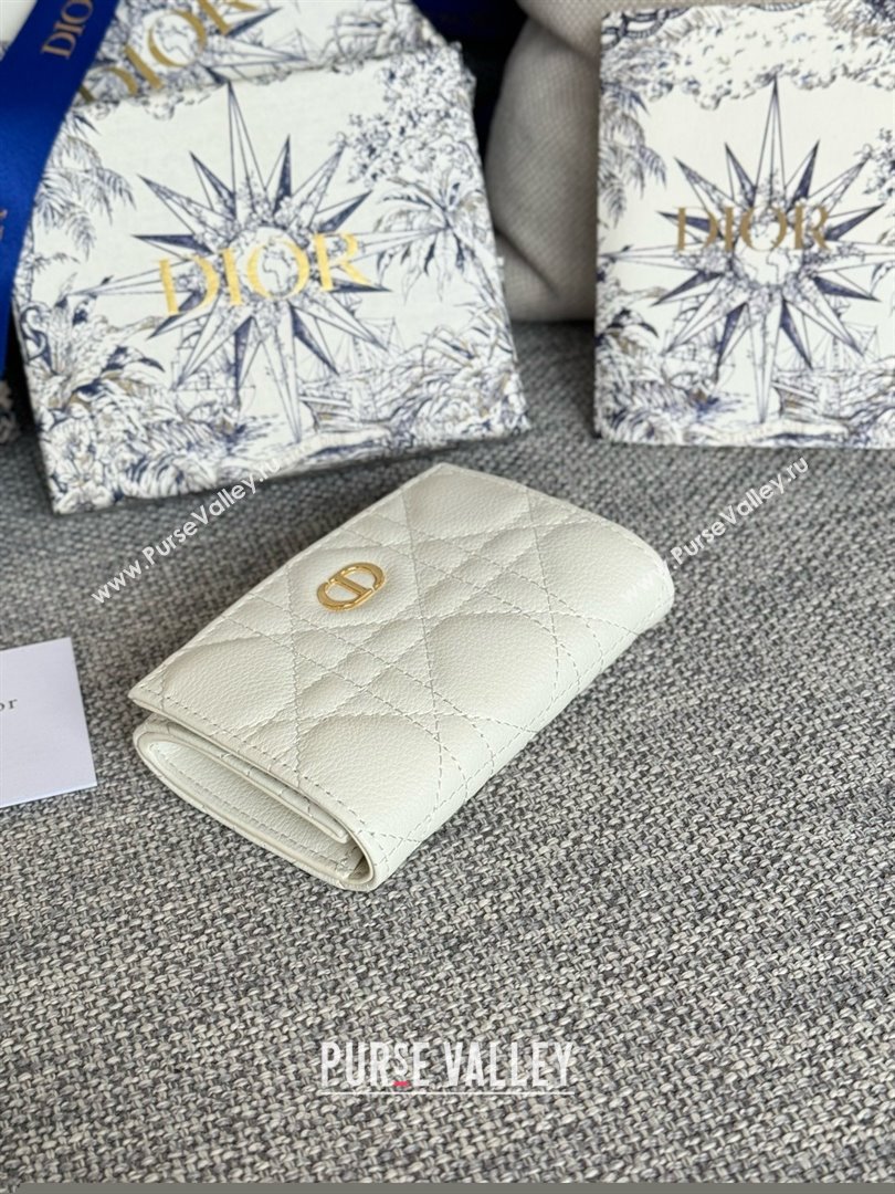 Dior Caro Glycine Wallet in white Supple Cannage Calfskin 2024 (xxg-240402-10)