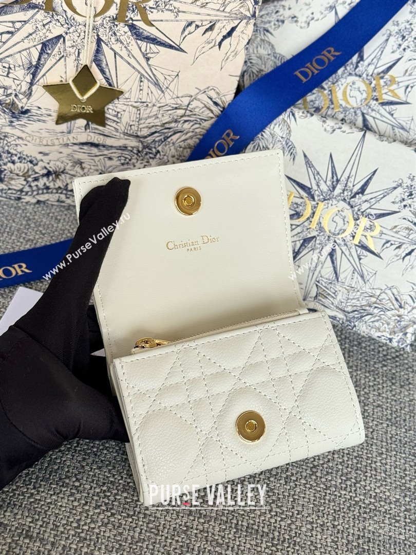 Dior Caro Glycine Wallet in white Supple Cannage Calfskin 2024 (xxg-240402-10)