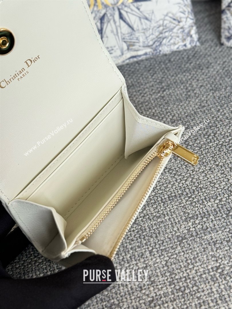 Dior Caro Glycine Wallet in white Supple Cannage Calfskin 2024 (xxg-240402-10)