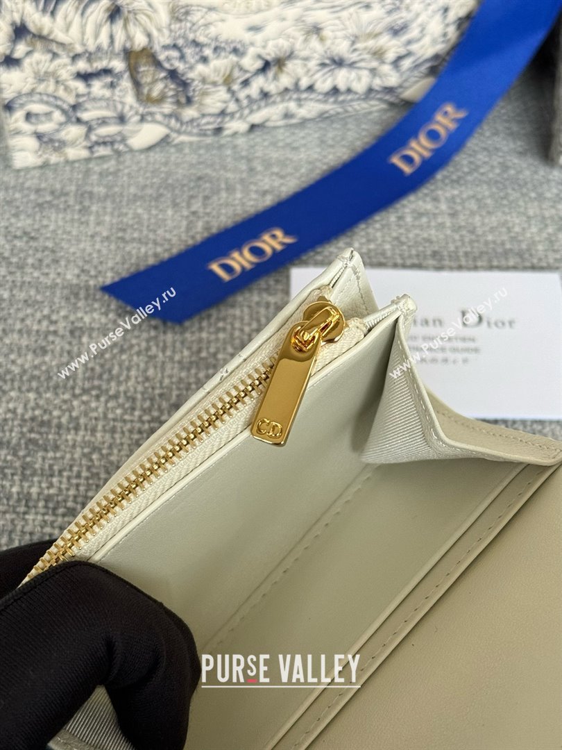 Dior Caro Glycine Wallet in white Supple Cannage Calfskin 2024 (xxg-240402-10)