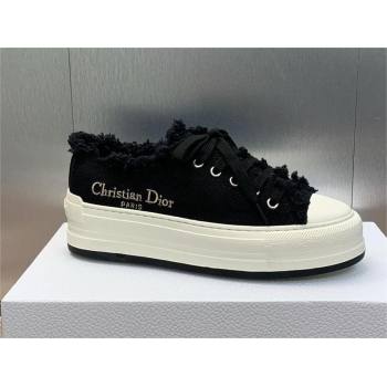 Dior black Fringed Cotton Canvas with Embroideries WalknDior Platform Sneaker 2024 (modeng-240425-04)