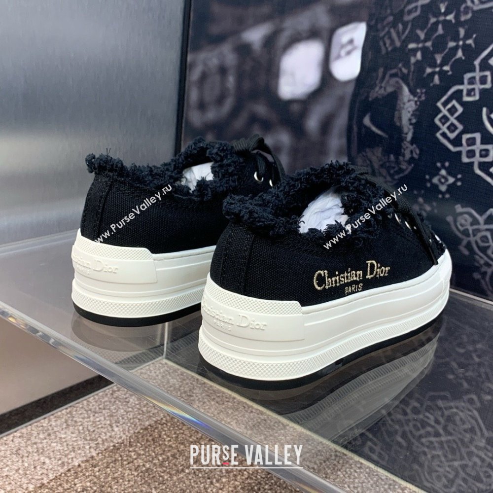 Dior black Fringed Cotton Canvas with Embroideries WalknDior Platform Sneaker 2024 (modeng-240425-04)