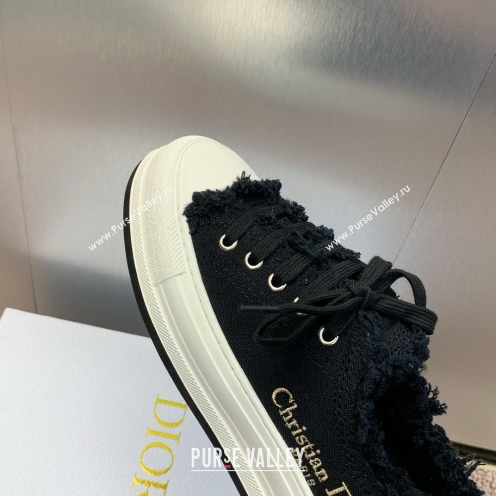 Dior black Fringed Cotton Canvas with Embroideries WalknDior Platform Sneaker 2024 (modeng-240425-04)