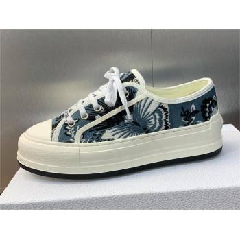 Dior WalknDior Platform Sneaker in Denim Blue Multicolor Embroidered Cotton with Butterfly Bandana Motif 2024 (modeng-240425-13)