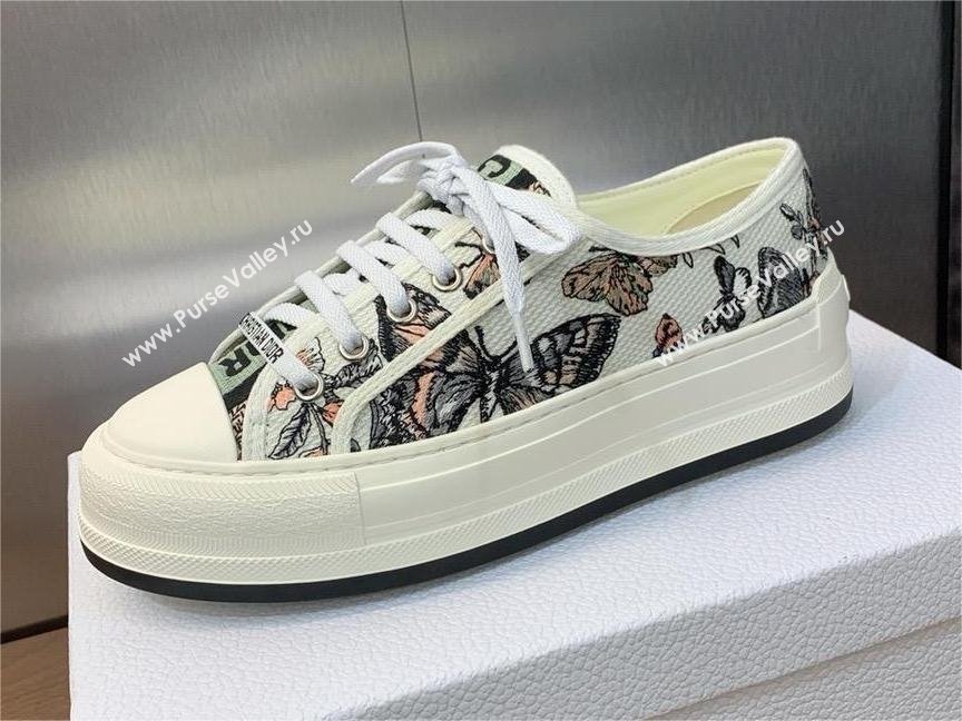 Dior WalknDior Platform Sneaker in White Multicolor Embroidered Cotton with Toile de Jouy Mexico Motif 2024 (modeng-240425-12)