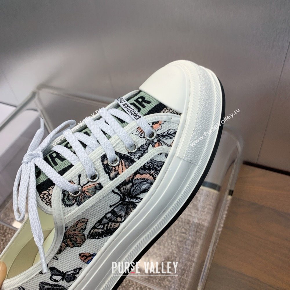 Dior WalknDior Platform Sneaker in White Multicolor Embroidered Cotton with Toile de Jouy Mexico Motif 2024 (modeng-240425-12)