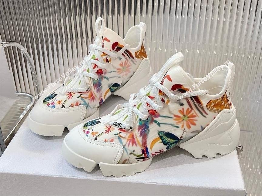 Dior D-Connect Sneaker in Technical Fabric Printed with White Multicolor Toile de Jouy Fantastica Motif 2024 (modeng-240425-10)