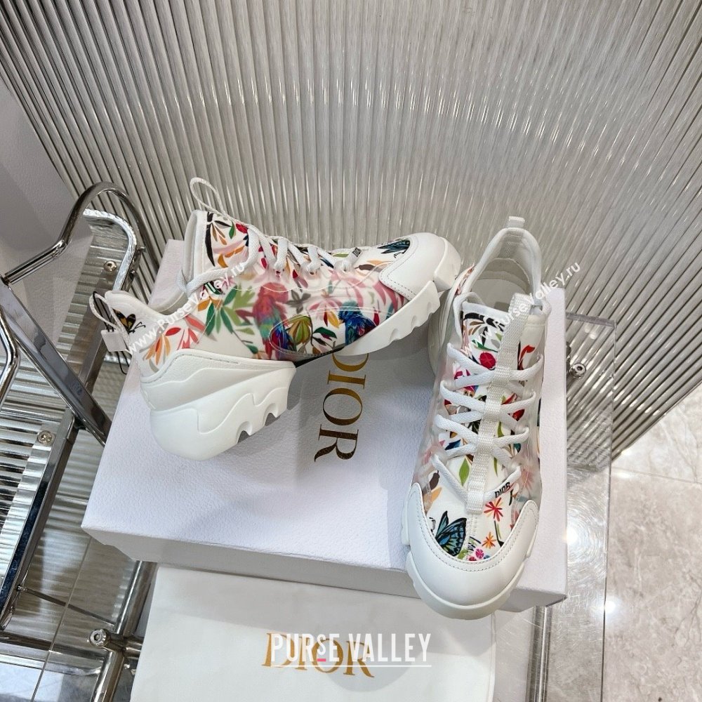 Dior D-Connect Sneaker in Technical Fabric Printed with White Multicolor Toile de Jouy Fantastica Motif 2024 (modeng-240425-10)