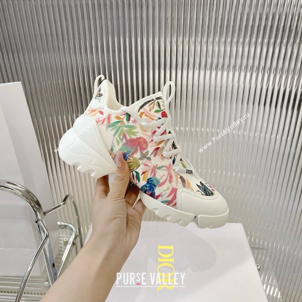 Dior D-Connect Sneaker in Technical Fabric Printed with White Multicolor Toile de Jouy Fantastica Motif 2024 (modeng-240425-10)