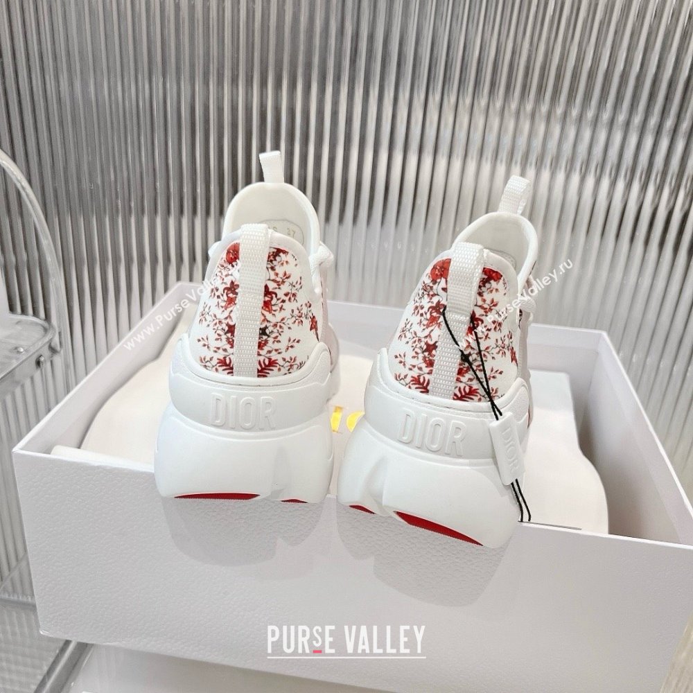 Dior D-Connect Sneaker in Technical Fabric Printed with Red and White Le Cœur des Papillons Motif 2024 (modeng-240425-11)